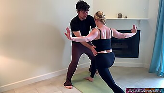 Amateur Stepson Assists Stepmom In Her Yoga Routine And Stretches Her Large Natural Breasts